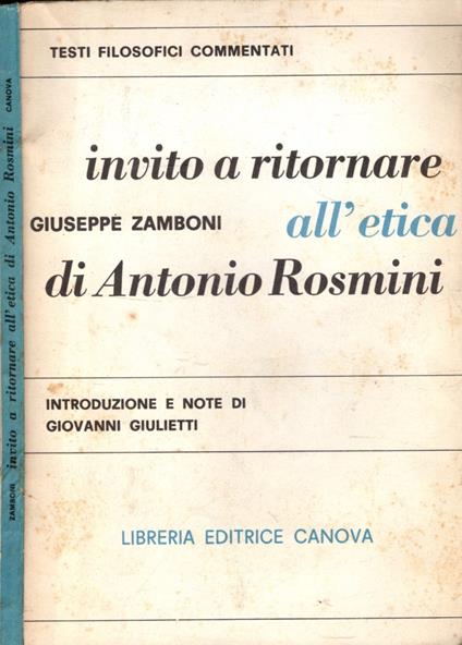 Invito A Ritornare All'Etica Di Antonio Rosmini - Giuseppe Zamboni - copertina