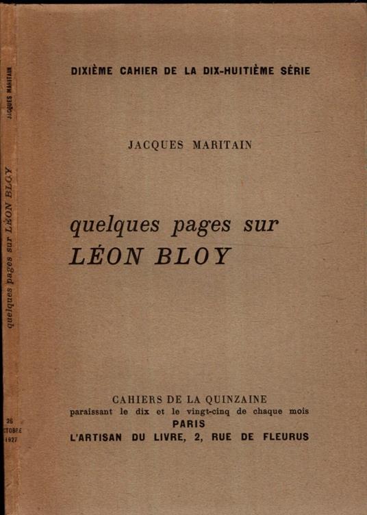 Quelques Pages Sur Leon Bloy - Jacques Maritain - copertina