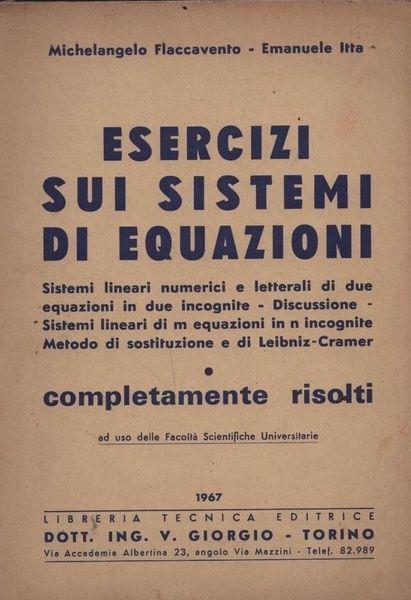 Esercizi sui sistemi di equazioni - copertina