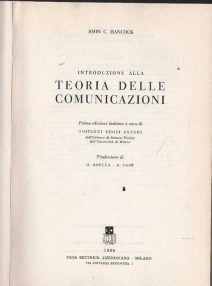 Introduzione alla teoria delle comunicazioni - Graham Hancock - copertina