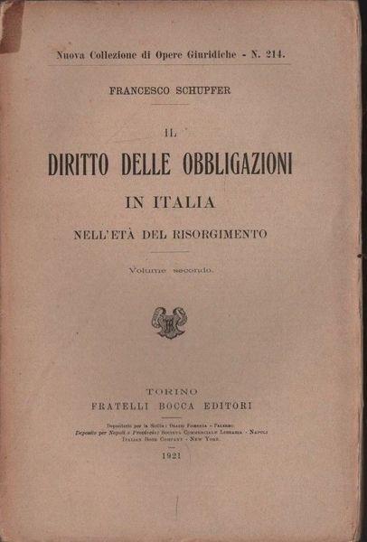 Il diritto delle obbligazioni in Italia nell'età del Risorgimento. II - copertina