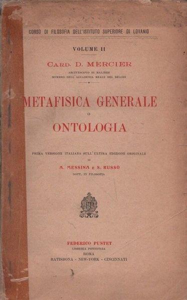 Metafisica generale o ontologia - Gaetano Messina - copertina