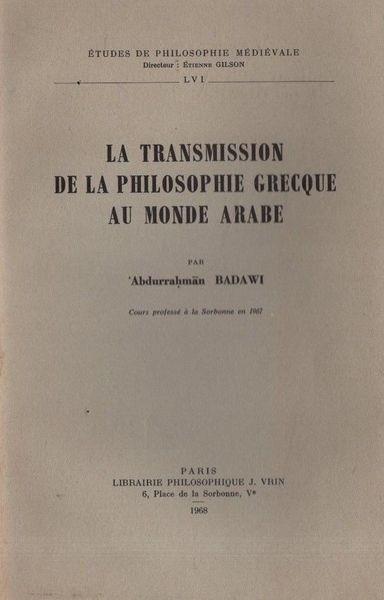 La transmission de la philosophie grecque au monde arabe - copertina