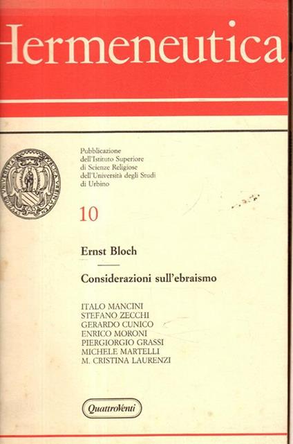 Considerazioni sull'ebraismo - Ernst Bloch - copertina