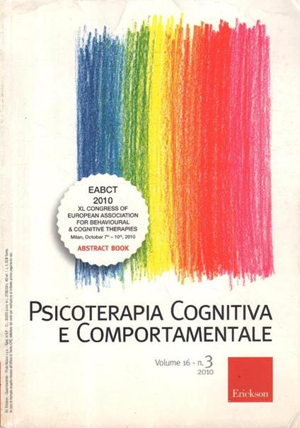 Psicoterapia cognitiva e comportamentale. Vol 16 n° 3 - copertina