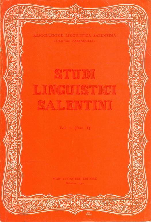 Studi linguistici salentini. Vol. 5 (fasc. 1) - copertina