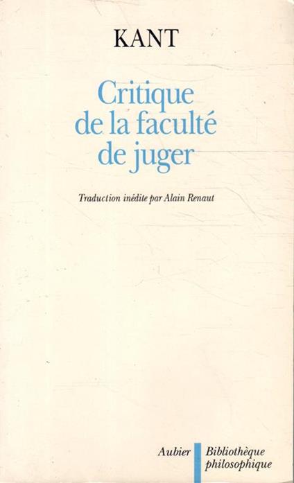 Critique de la faculté de juger - Immanuel Kant - copertina