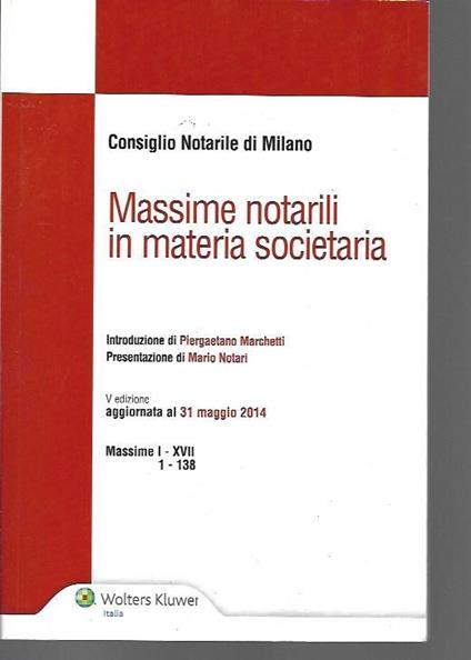 Massime notarili in materia societaria - copertina