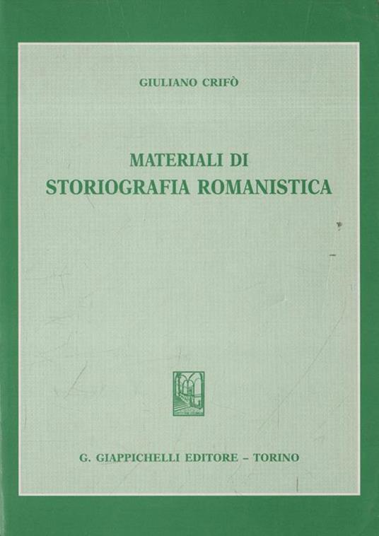 Materiali di storiografia romanistica - Giuliano Crifò - copertina