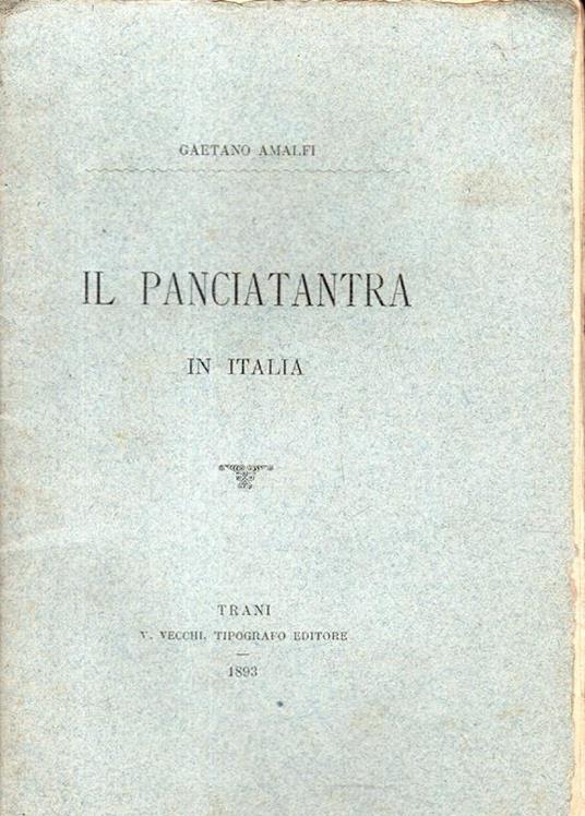 Il panciatantra in italia - Gaetano Amalfi - copertina