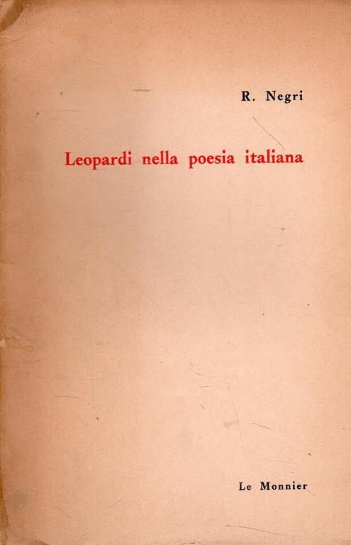 Autografato! Leopardi nella poesia italiana - R. Negri - copertina