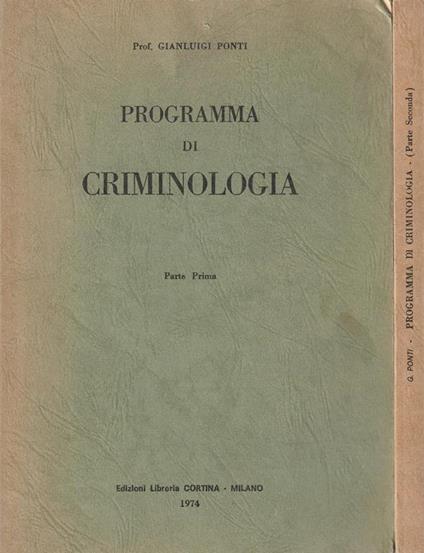 Programma di crminologia. Parte prima e seconda - copertina