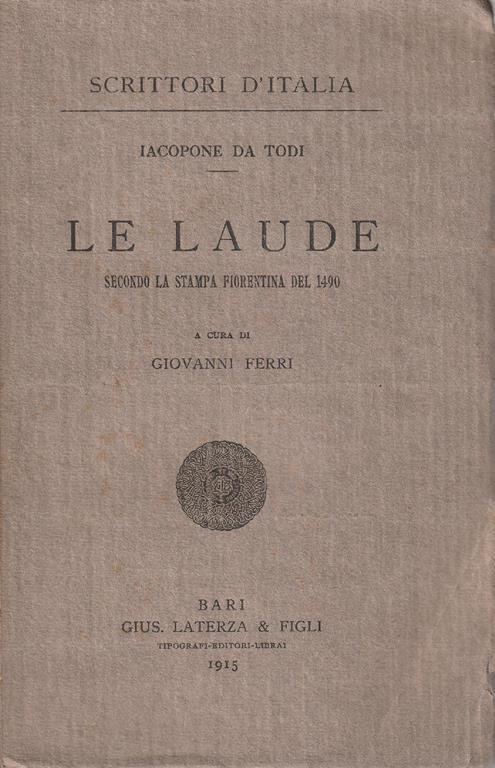 Le laude - Iacopone da Todi - copertina