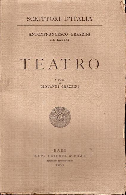 Teatro - Anton Francesco Grazzini - copertina