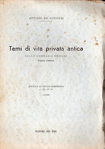 Temi di vita privata antica nella commedia romana (Fabulae Palliatae) - copertina