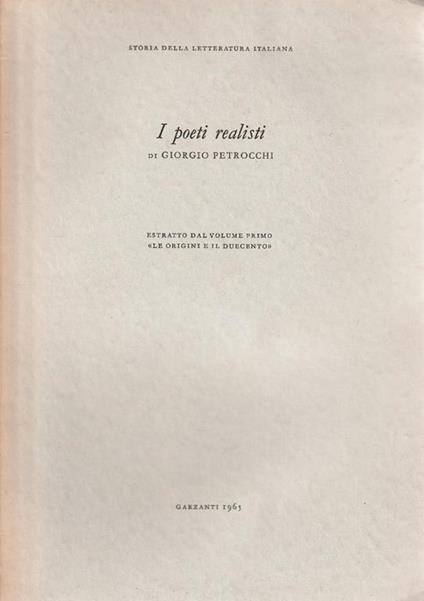 I poeti realisti - Giorgio Petrocchi - copertina