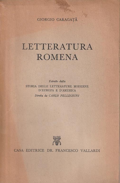 Letteratura romena - G. Caragata - copertina