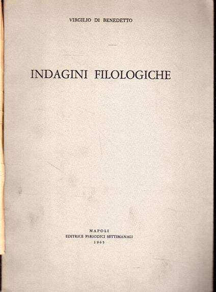 Indagini Filologiche - copertina