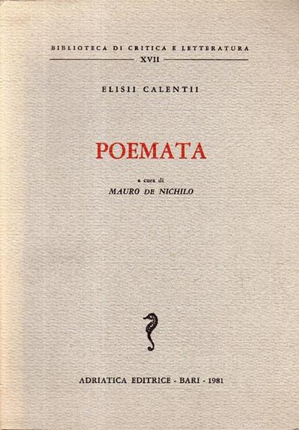 Poemata - Elisii Calentii - copertina