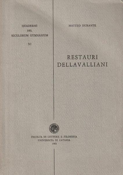 Restauri dellavalliani - Marcello Durante - copertina