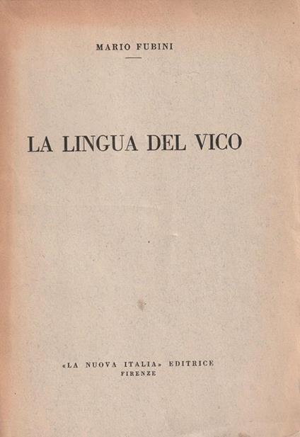 La lingua del Vico - Mario Fubini - copertina