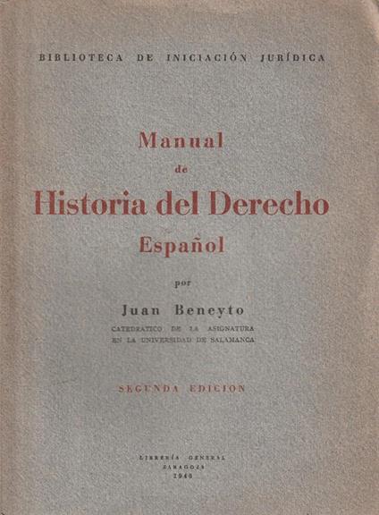 Manual de Historia del Derecho Espanol - copertina