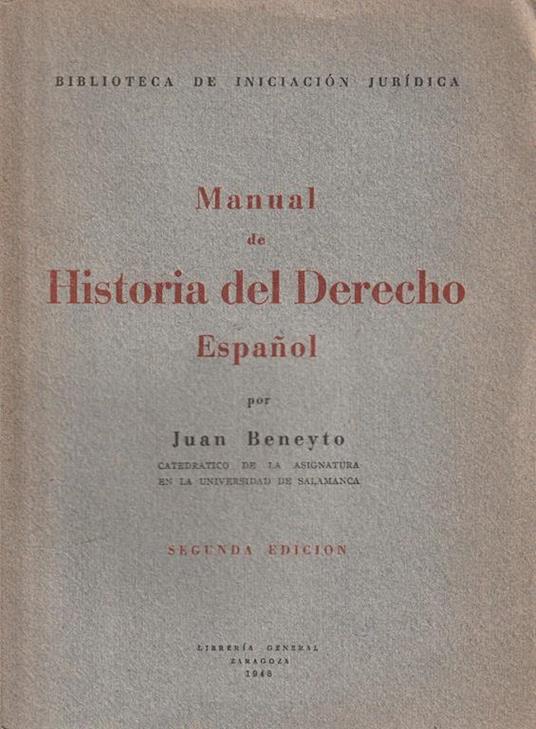 Manual de Historia del Derecho Espanol - copertina