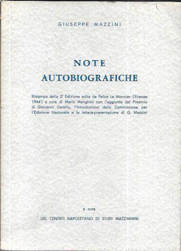 Note autobiografiche - Giuseppe Mazzini - copertina