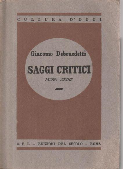 Saggi critici. Nuova serie - copertina