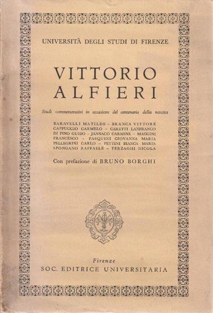 1° edizione autografata! Vittorio Alfieri. Studi commemorativi in occasione del centenario della nascita - copertina