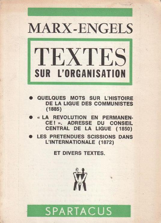 Textes sur l'organisation - Karl Marx - copertina