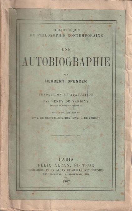 Une autobiographie - Herbert Spencer - copertina