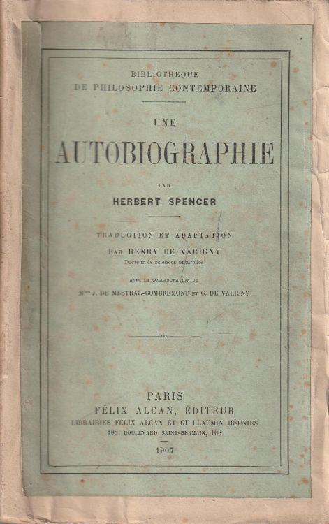 Une autobiographie - Herbert Spencer - copertina