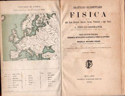 Trattato elementare di fisica. Ed. Dumolard 1891 - copertina