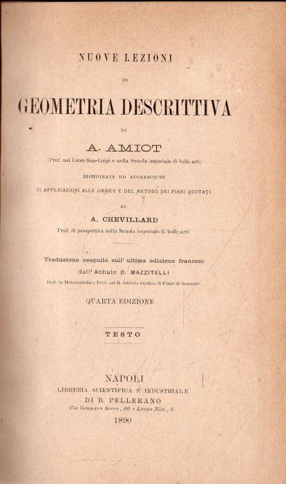 Nuove Lezioni di Geometria Descrittiva - A. Amiot - copertina