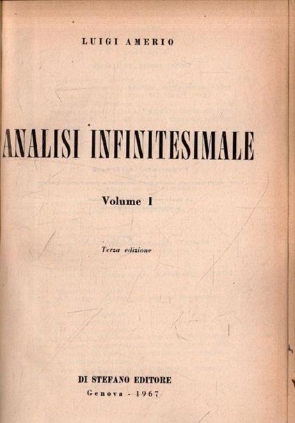 Analisi Infinitesimale I e II - Luigi Amerio - copertina