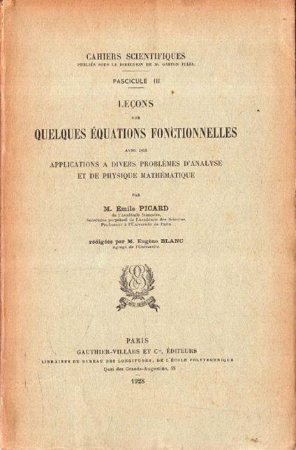 Leçons sur quelques équations fonctionnelles - copertina