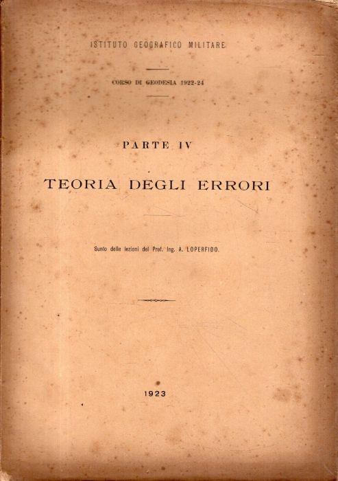 Teoria degli Errori (Parte IV del corso di Geodesia) - copertina