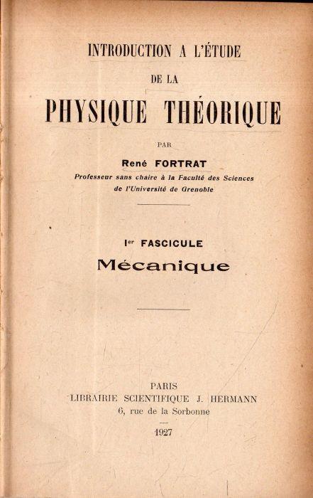 Introduction a l'Etude de la Physique Théorique - copertina