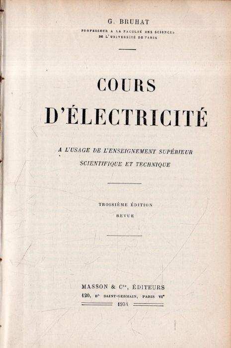 Cours d' Electricité - G. Bruhat - copertina