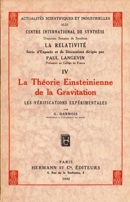 La Théorie Einsteinienne de la Gravitation - copertina