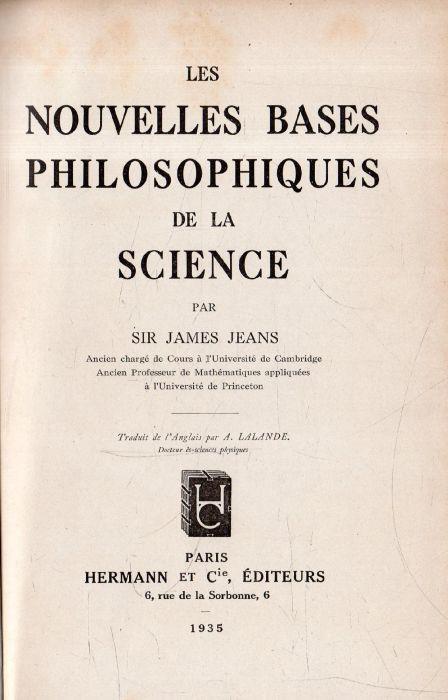 Les Nouvelles Bases Philosophiques de la Science - James Jeans - copertina