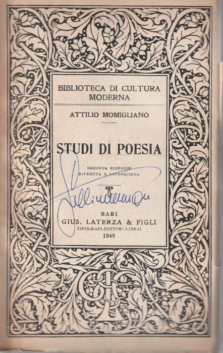 Studi di poesia di Attilio Momigliano - A. Momigliano - copertina