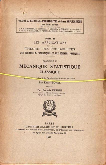 Mécanique Statistique Classique (fascicule 3) - copertina