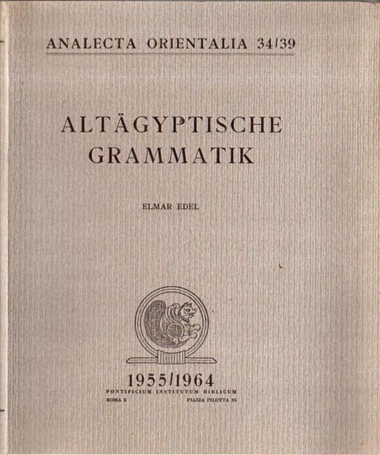 Altagyptische Grammatik - Elmar Edel - copertina