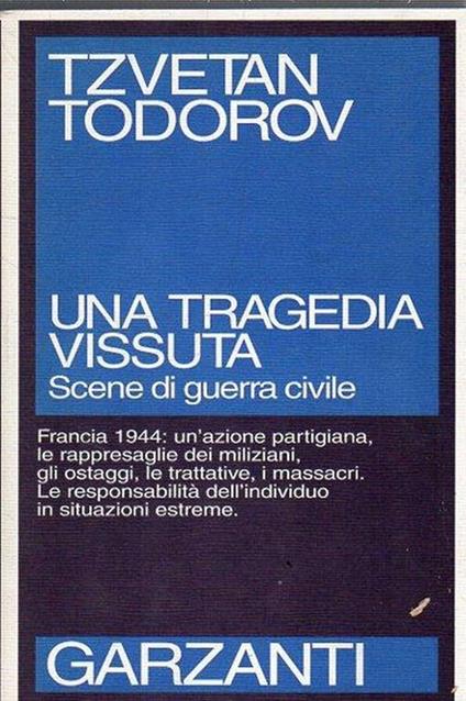 Una tragedia vissuta : scene di guerra civile - Tzvetan Todorov - copertina