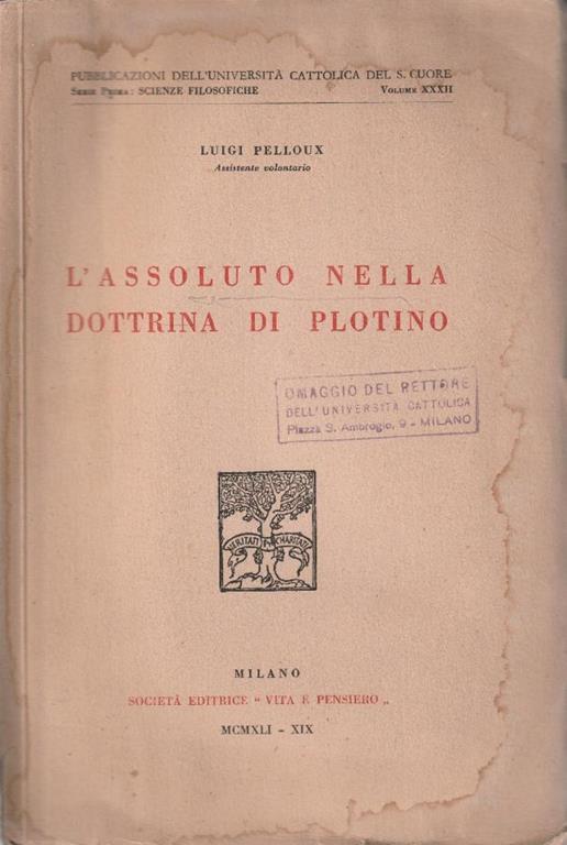 L' assoluto nella dottrina di Plotino - Luigi Pelloux - copertina