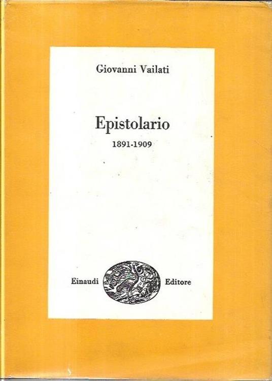 Epistolario 1891-1909 - Giovanni Vailati - copertina