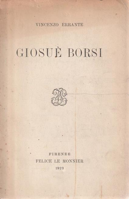 Autografato ! Giosuè Borsi - Vincenzo Errante - copertina