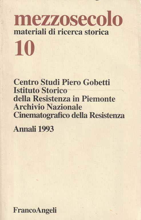 Mezzosecolo - Materiali di ricerca storica - 10 - Annali 1993 - copertina